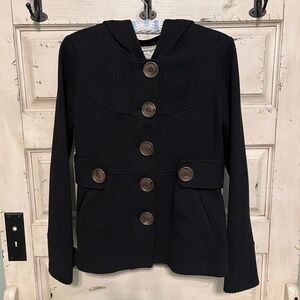 Sugarfly Black Hooded Button Front Jacket Size M